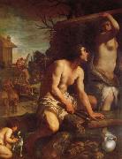 Guido Reni The Building of Noah's Ark oil